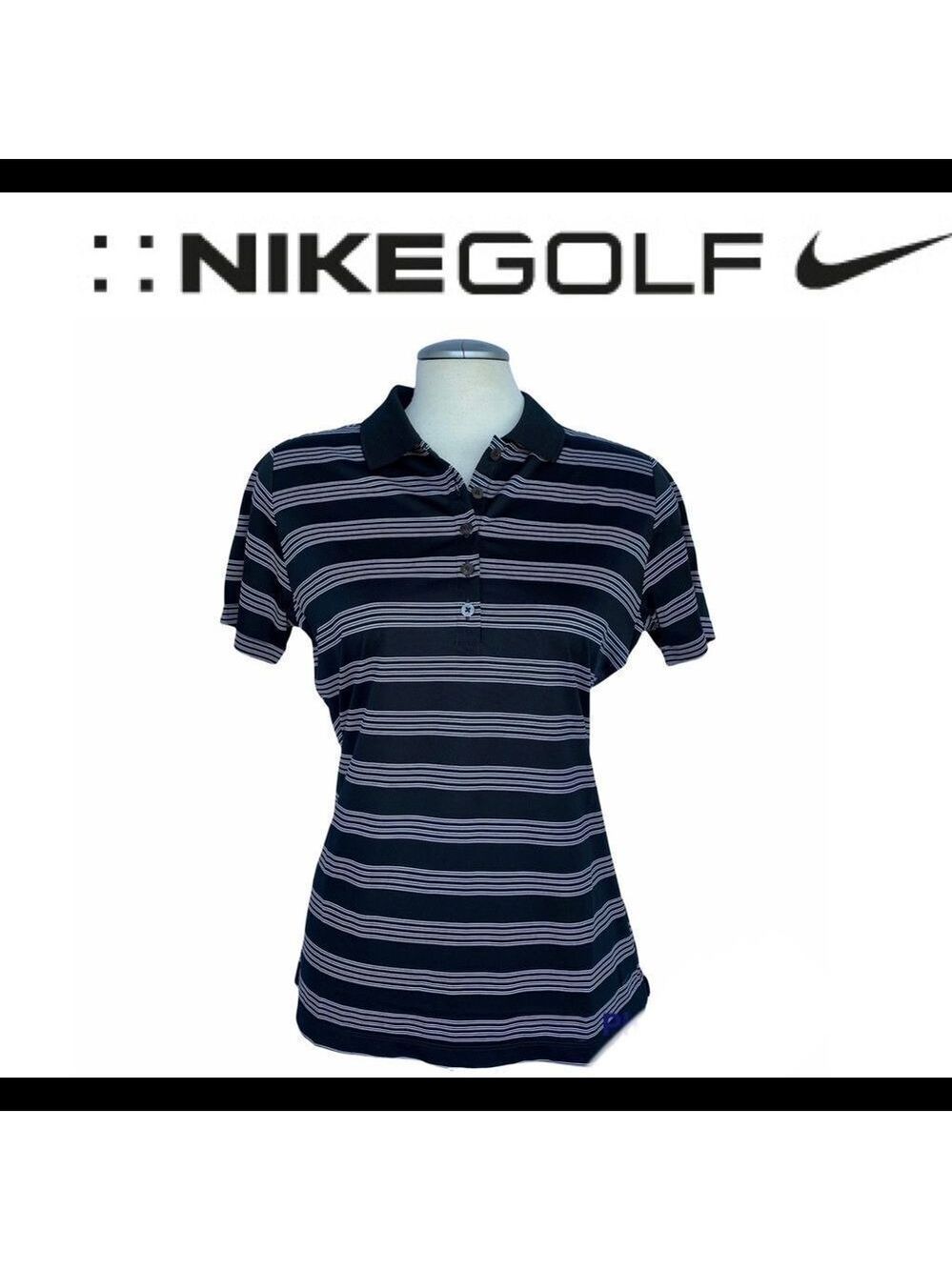 WOMEN’S Nike golf black with white stripes shirt L